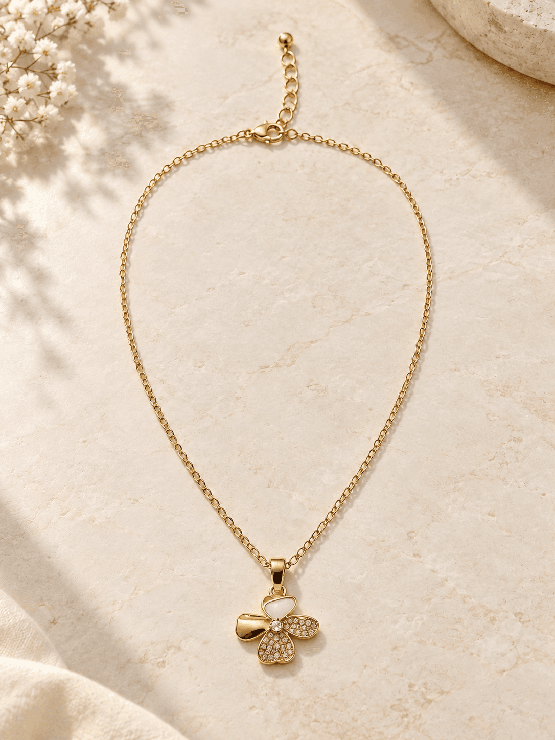 Petal & Pearl Pendant Necklace — hero