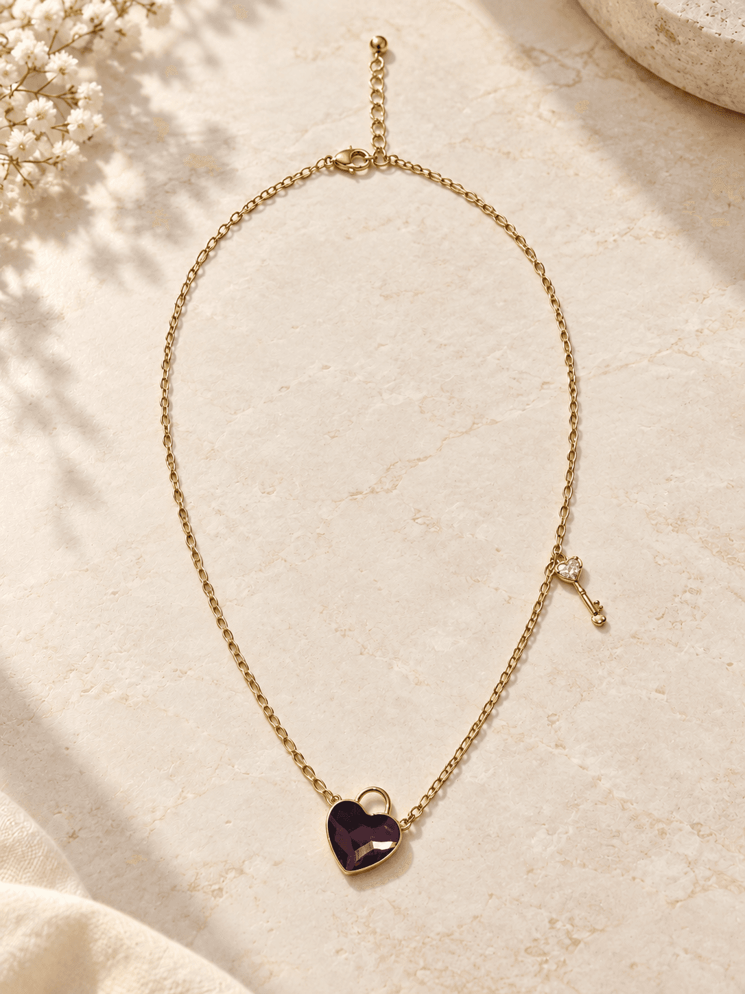 Amethyst Heart & Teardrop Necklace — hero